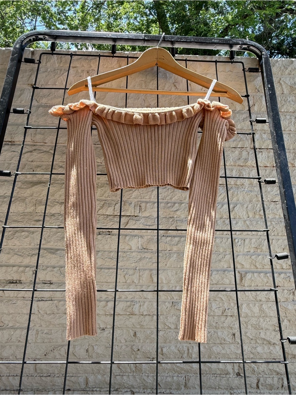 Ribbed Off-Shoulder Crop Top